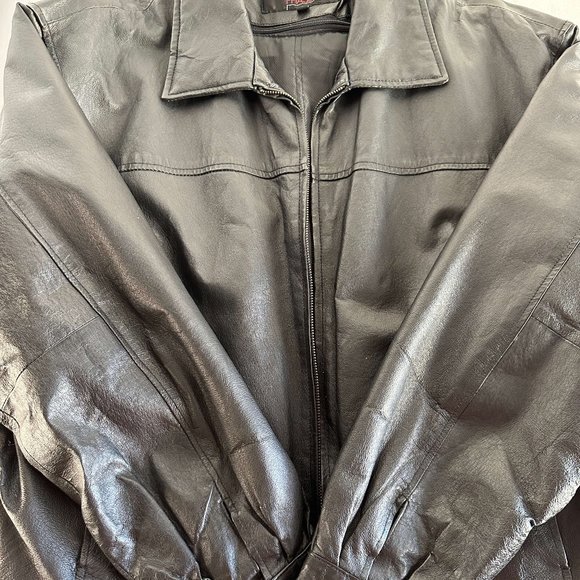 Phase Two Vintage Leather Jacket Biker Motorcycle Authentic Genuine Black Men L - Picture 1 of 4